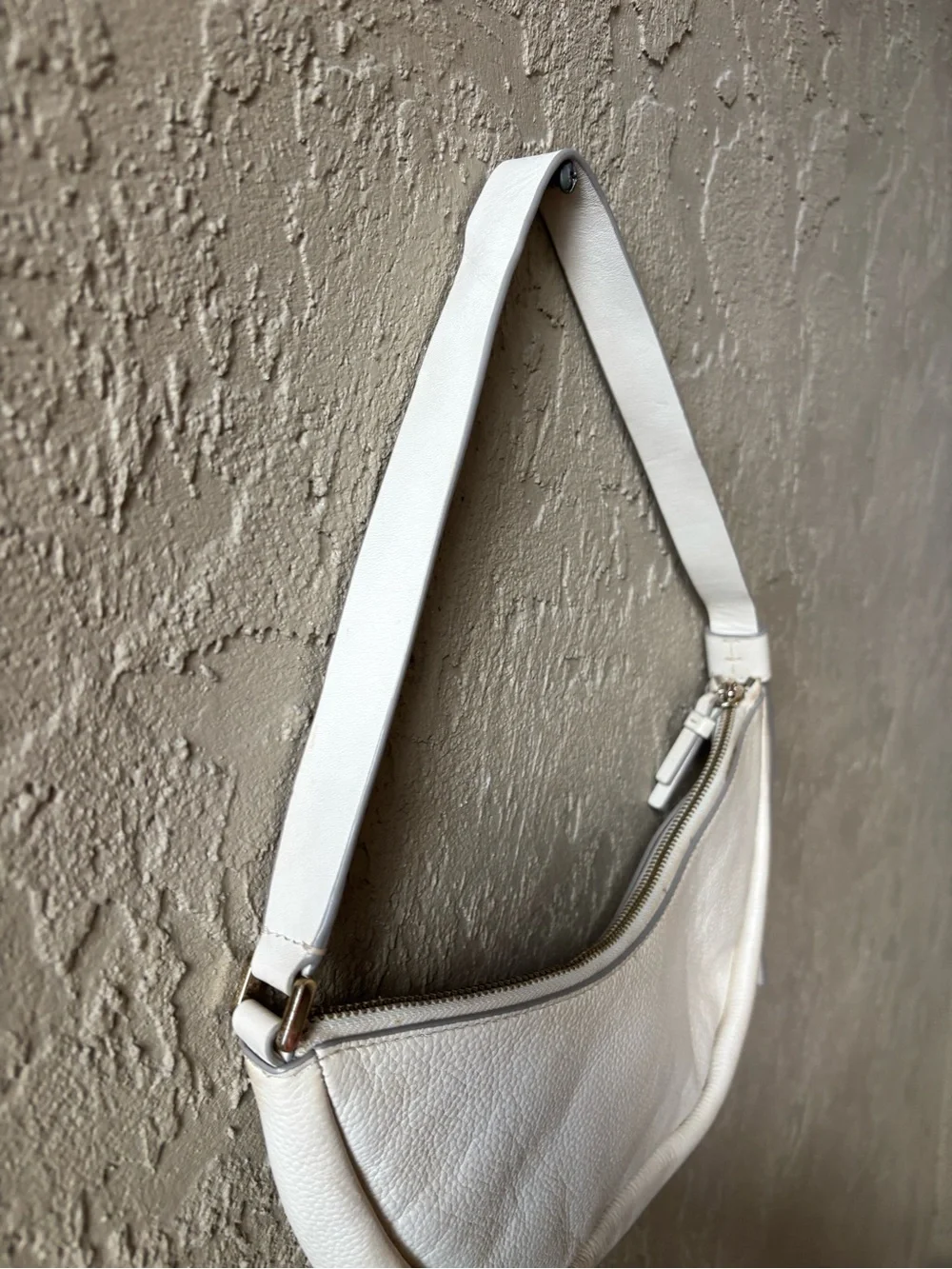 kate spade Cream Pebbled Leather Crescent Shoulder Bag